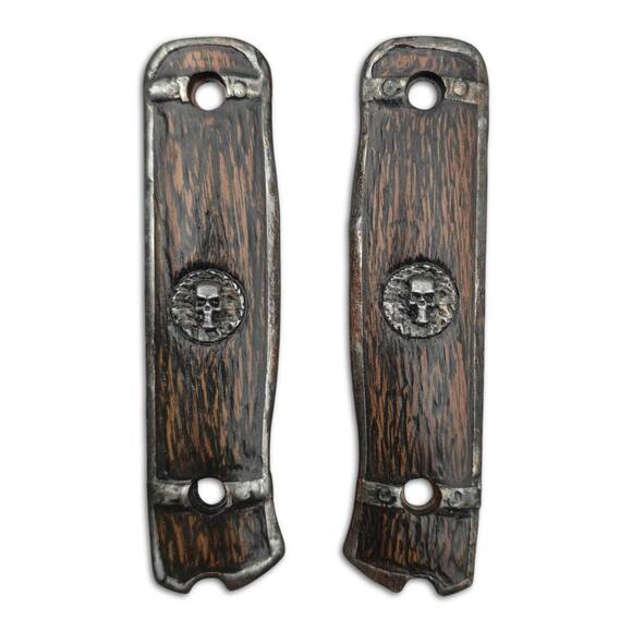 Fällkniven F1X walnut handle scales - Black Sails Skull by Artur Soikkeli