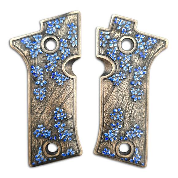 Beretta 80X Cheetah maple grips - Blue Sakura / hand-painted