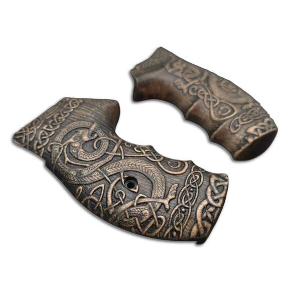 Smith And Wesson K/L frame Round Butt maple grips - Celtic Gates / hand-painted
