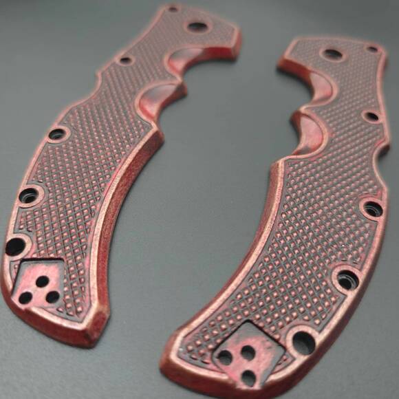 Cold Steel Recon 1 maple handle scales - Classic V2 Dark Cherry / hand-painted