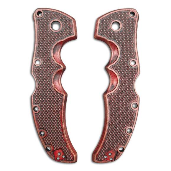 Cold Steel Recon 1 maple handle scales - Classic V2 Dark Cherry / hand-painted