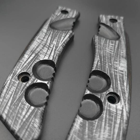 Fox Knives Military Division Forprene maple handle scales - Fibers Black Silver / hand-painted