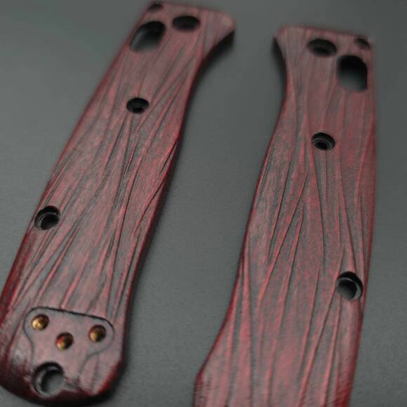 Benchmade Mini Bugout 533 maple handle scales - Fibers Dark Blood / hand-painted