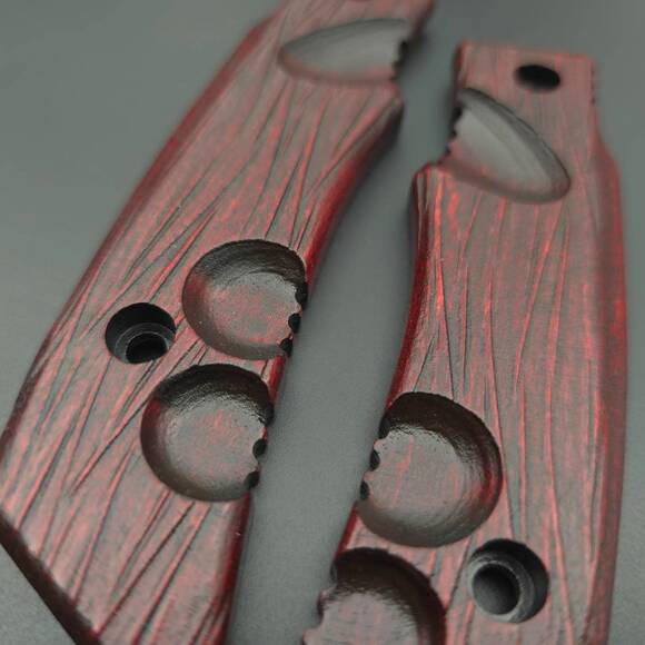 Fox Knives Military Division Forprene maple handle scales - Fibers Dark Blood / hand-painted