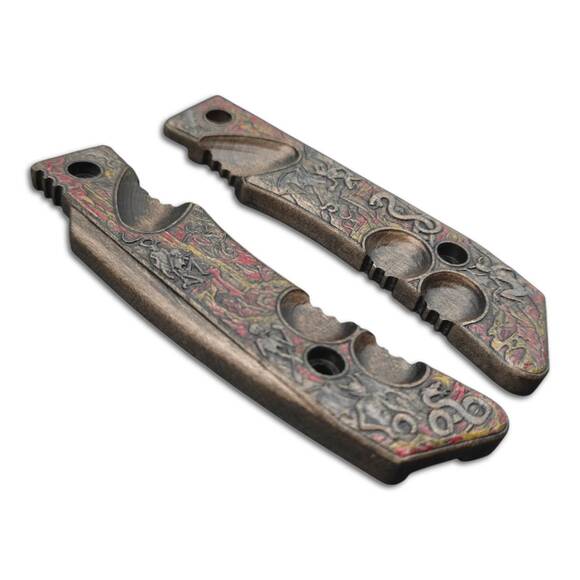 Fox Knives Military Division Forprene maple handle scales - Hell / hand-painted