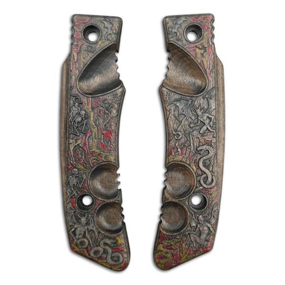 Fox Knives Military Division Forprene maple handle scales - Hell / hand-painted