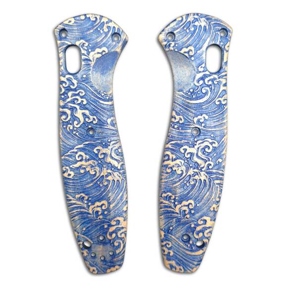 Benchmade Barrage 580 maple handle scales - Japan Wave / hand-painted