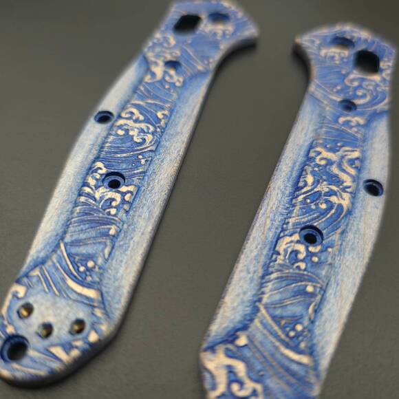 Benchmade Osborne 940-1 maple handle scales - Japan Wave / hand-painted