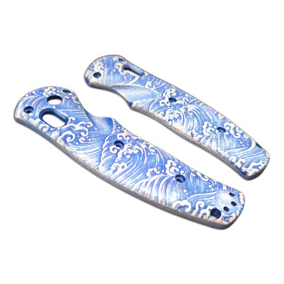 Benchmade Volli 1000001 maple handle scales - Japan Wave / hand-painted