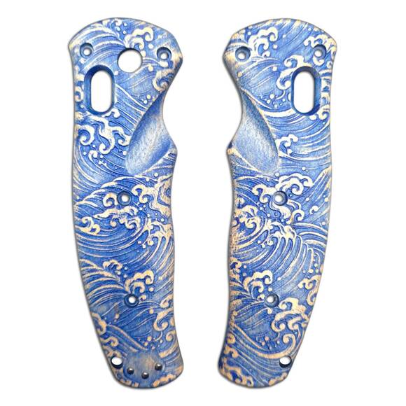 Benchmade Volli 1000001 maple handle scales - Japan Wave / hand-painted