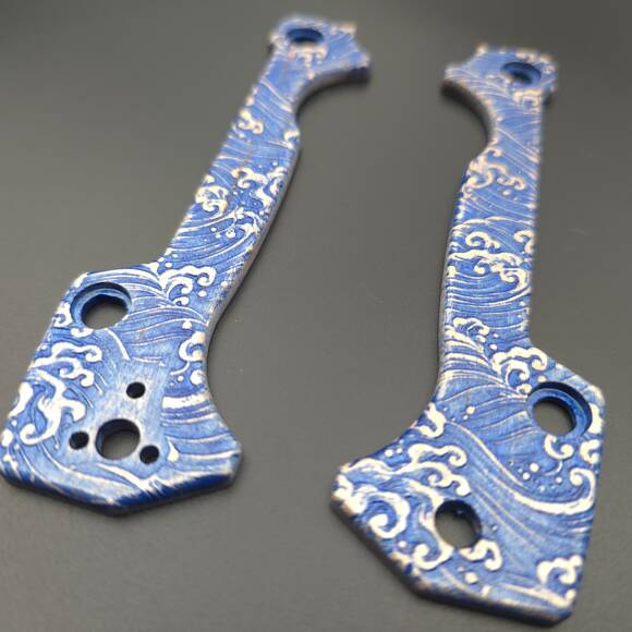 Cold Steel AD-15 maple handle scales - Japan Wave / hand-painted