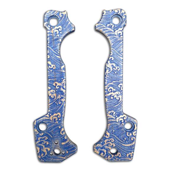 Cold Steel AD-15 maple handle scales - Japan Wave / hand-painted