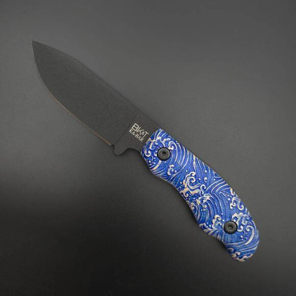 Ka-Bar Becker Necker BK11 maple handle scales - Japan Wave / hand-painted