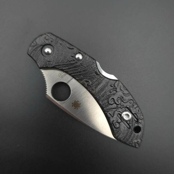 Spyderco Dragonfly 2 maple handle scales - Japan Wave Black / hand-painted