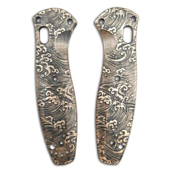 Benchmade Barrage 580 maple handle scales - Japan Wave Classic / hand-painted