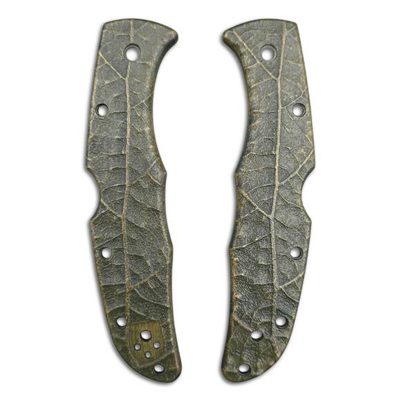 Spyderco Endura 4/Matriarch 2 maple handle scales - Leaf Dark Green / hand-painted