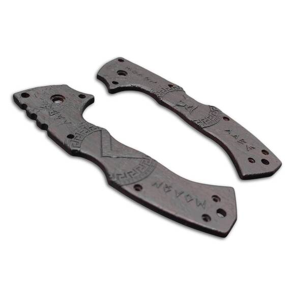 Cold Steel 4-Max Scout wenge handle scales - Molon Labe V3 / hand-painted