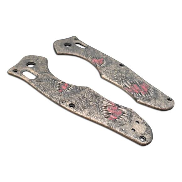 Benchmade Contego 810 maple handle scales - Monster V1 Dark / hand-painted