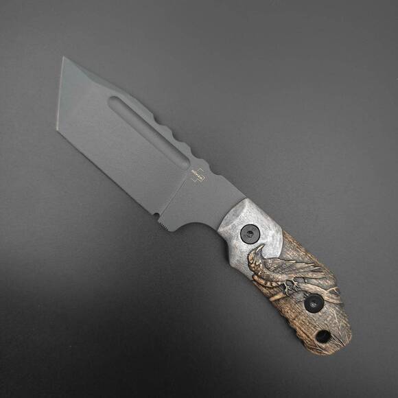 Böker Plus Little Dvalin maple handle scales - Moon Raven / hand-painted