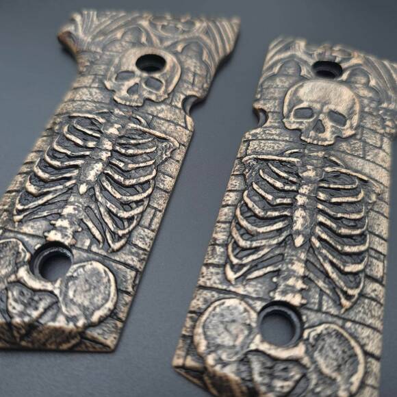 Beretta 92X, M9A3, M9A4 maple grips - Skeleton / hand-painted
