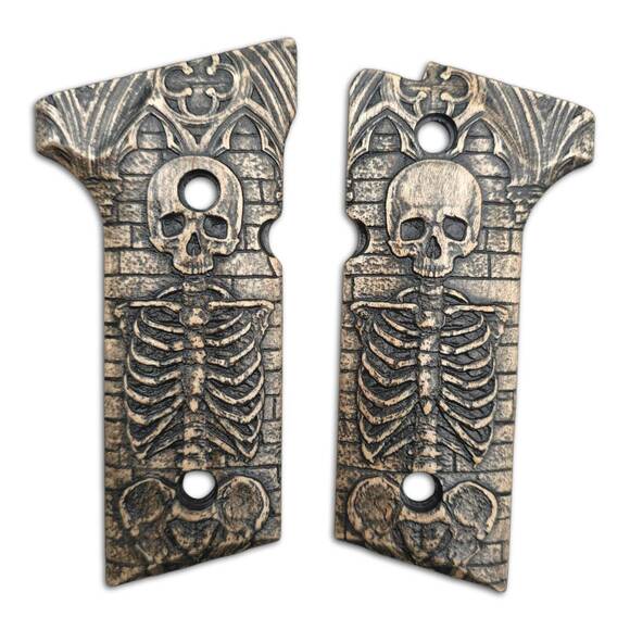 Beretta 92X, M9A3, M9A4 maple grips - Skeleton / hand-painted