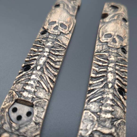 Cold Steel Ti-Lite 4 maple handle scales - Skeleton / hand-painted