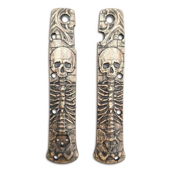 Cold Steel Ti-Lite 4 maple handle scales - Skeleton / hand-painted