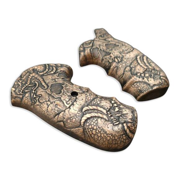 Colt Anaconda (Pre 2020) maple grips - Skull Snake / hand-painted