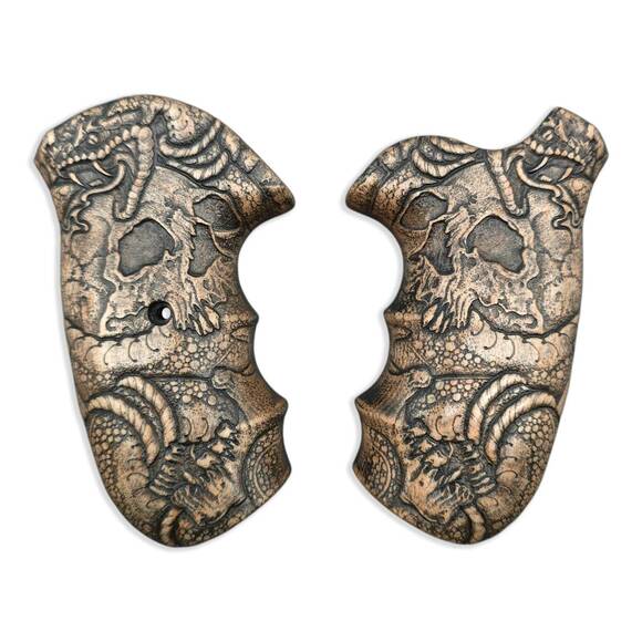 Colt Anaconda (Pre 2020) maple grips - Skull Snake / hand-painted