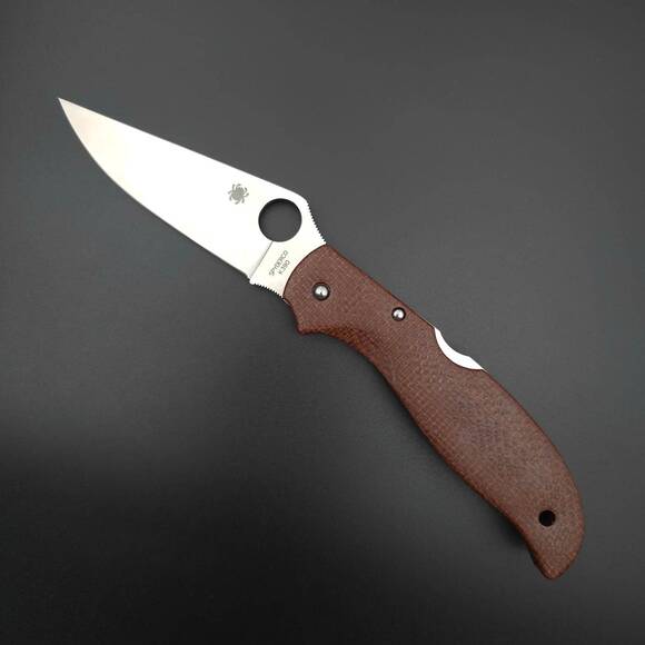 Spyderco Stretch 2 XL Micarta Brown Burlap handle scales - Traditional / hand-painted