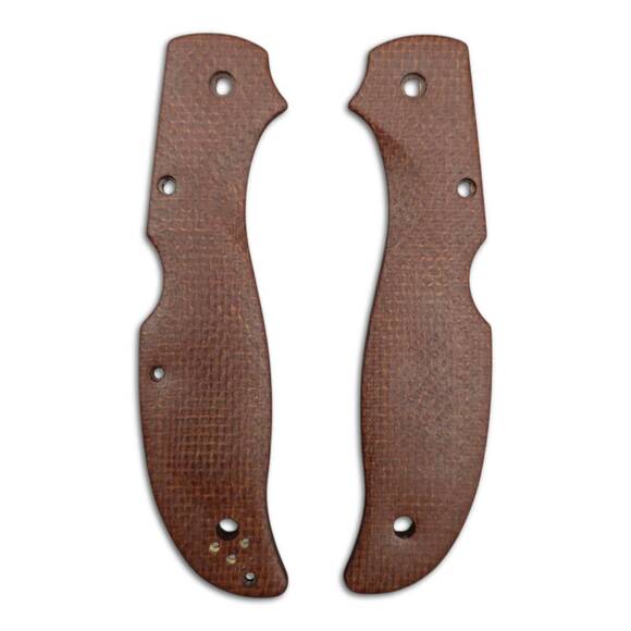 Spyderco Stretch 2 XL Micarta Brown Burlap handle scales - Traditional / hand-painted