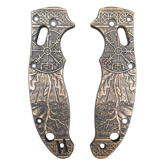 Spyderco Manix 2 Lightweight maple handle scales - Vegvisir V2 / hand-painted