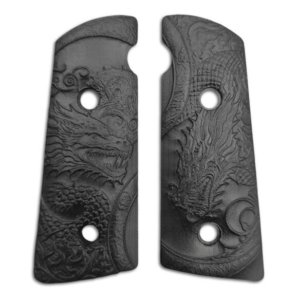 Daniel H9 Palm Swell G10 Black grips - Yin Yang Dragon / hand-painted