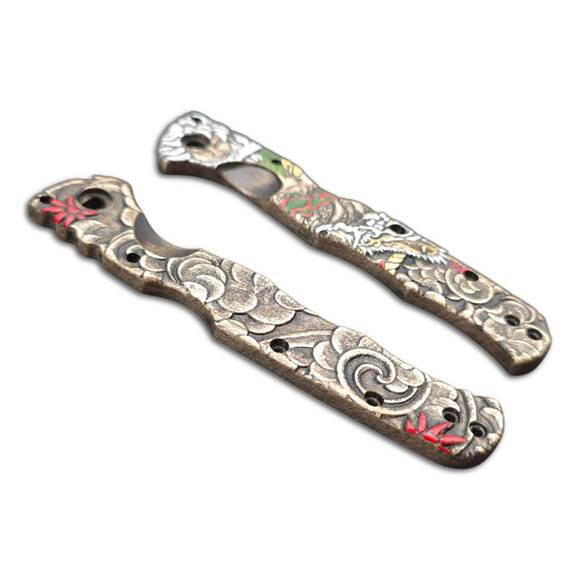 Cold Steel Frenzy 2 3.5 maple handle scales - Celestial Demon / hand-painted
