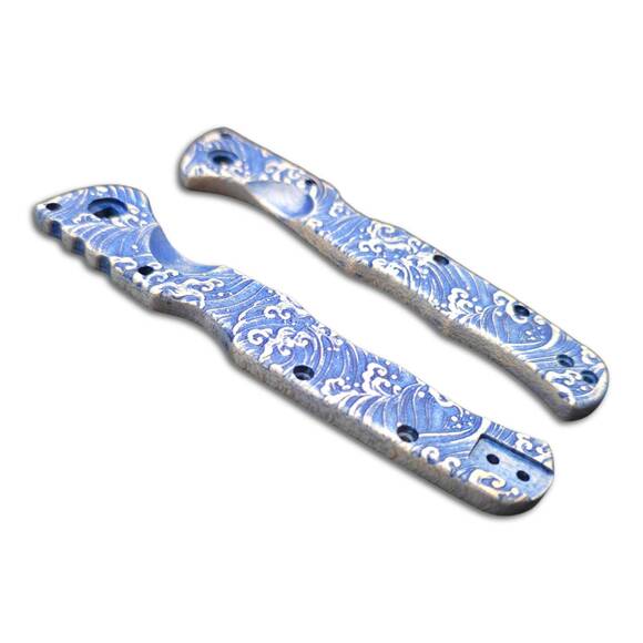 Cold Steel Frenzy 2 3.5 maple handle scales - Japan Wave / hand-painted