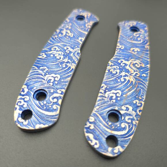 Kizlyar Asket maple handle scales - Japan Wave / hand-painted
