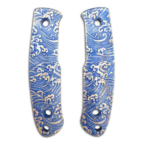 Kizlyar Asket maple handle scales - Japan Wave / hand-painted