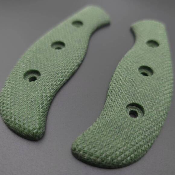 Spyderco Mule Team/2 Micarta Green handle scales - Rhombus / hand-painted