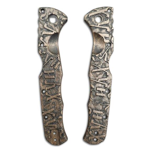 Cold Steel Frenzy 2 3.5 maple handle scales - Versatile Russian Word / hand-painted