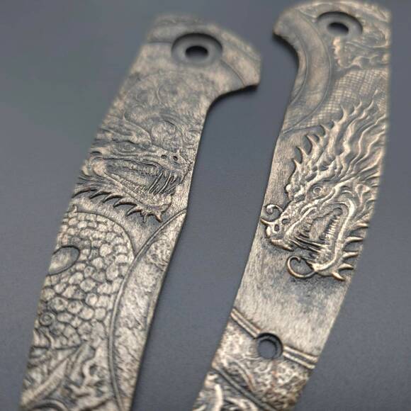 Reate J.A.C.K. maple handle scales - Yin Yang Dragon / hand-painted