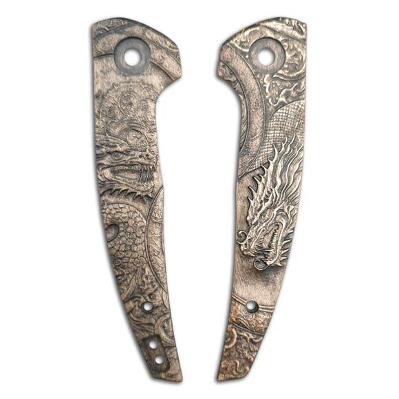 Reate J.A.C.K. maple handle scales - Yin Yang Dragon / hand-painted