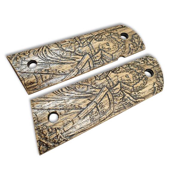 1911 Full-Size Magwell Maple Grips - Cathedral Angel / Hand-painted