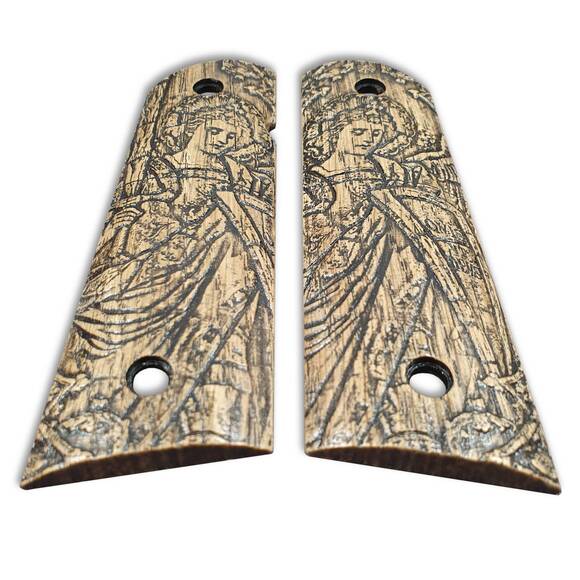 1911 Full-Size Magwell Maple Grips - Cathedral Angel / Hand-painted