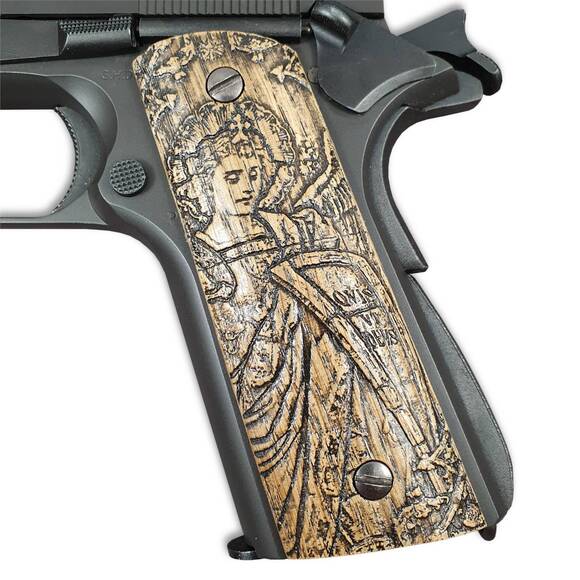 1911 Full-Size Magwell Maple Grips - Cathedral Angel / Hand-painted