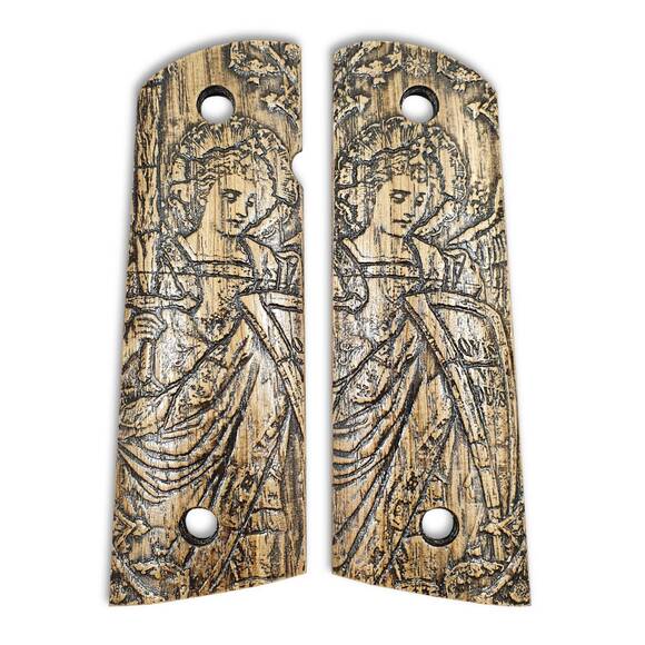 1911 full-size Magwell maple grips - Cathedral Angel / hand-painted
