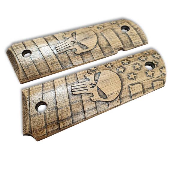 1911 Full-Size Maple Grips - American Punisher / Hand-painted