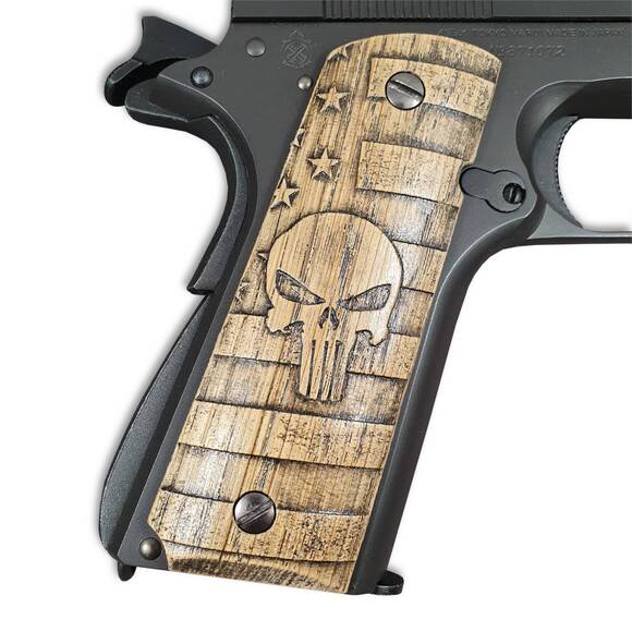 1911 Full-Size Maple Grips - American Punisher / Hand-painted