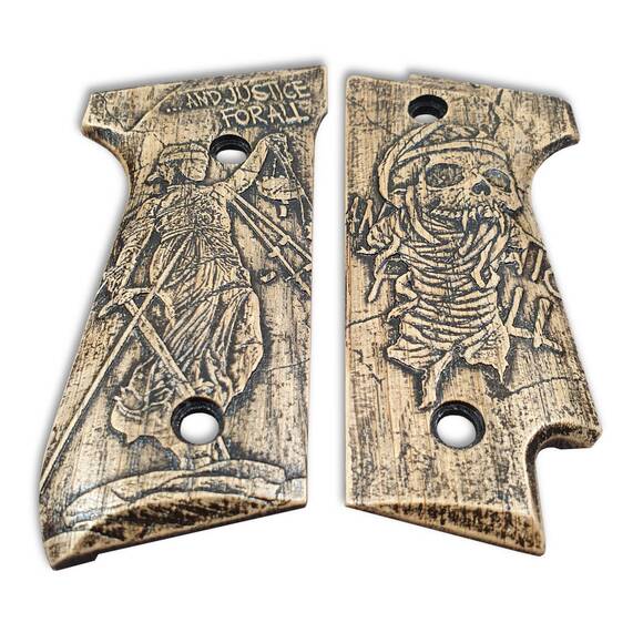 Beretta 92S Maple Grips - Justice For All / Hand-painted