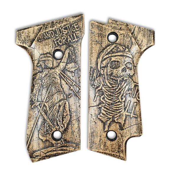 Beretta 92S maple grips - Justice For All / hand-painted