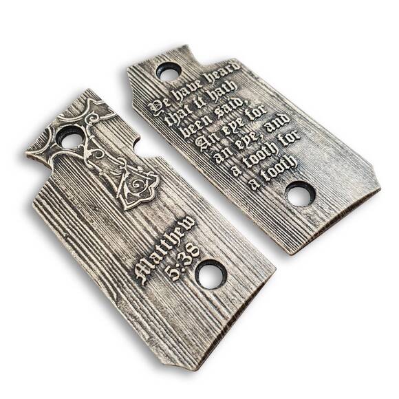 Sig Sauer P238 Ambi Maple Grips - Matthew 5:38 V2 / Hand-painted